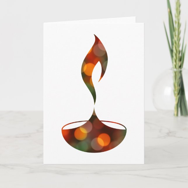 Tarjeta vela del bokeh del diya del diwali (Anverso)