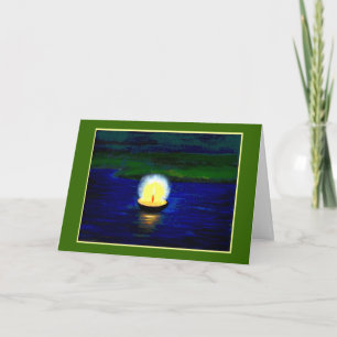 Tarjeta Vela única Diwali sobre verde