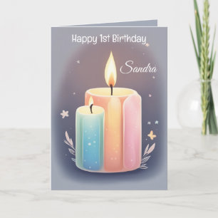 Tarjeta Velas coloridas dicen feliz cumpleaños