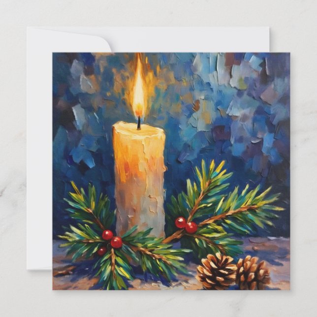 Tarjeta Velas con pino en navidades (Anverso)