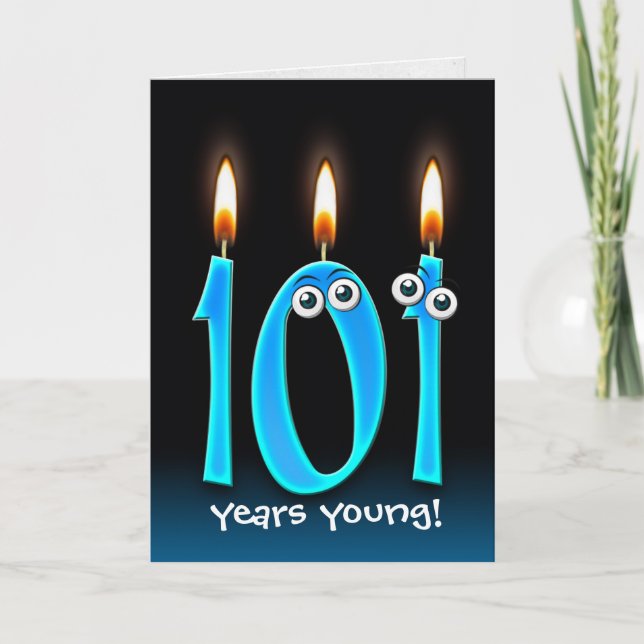 Tarjeta velas de 101 años en negro (Anverso)