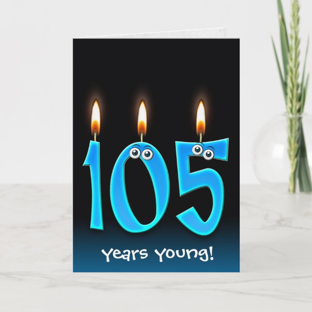 Tarjeta velas de 105 años en negro (Anverso)