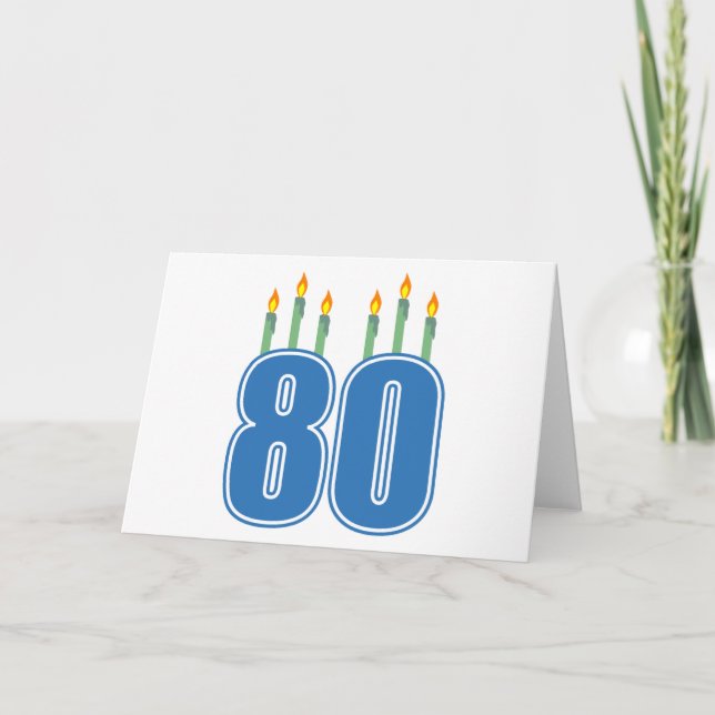 Tarjeta Velas de cumpleaños 80 (azul / verde) (Anverso)