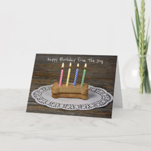 Tarjeta Velas de cumpleaños en hueso de perro