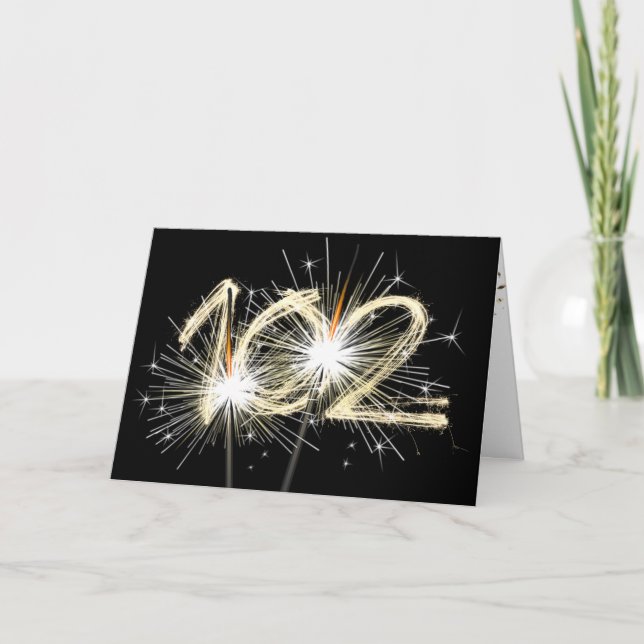 Tarjeta Velas de cumpleaños número 102 sobre fondo negro (Anverso)