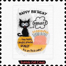Tarjeta Velas de cumpleaños para Gatito Asustadizo