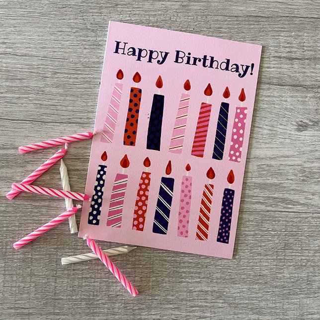 Tarjeta Velas de cumpleaños rosas y moradas personalizadas (Subido por el creador)
