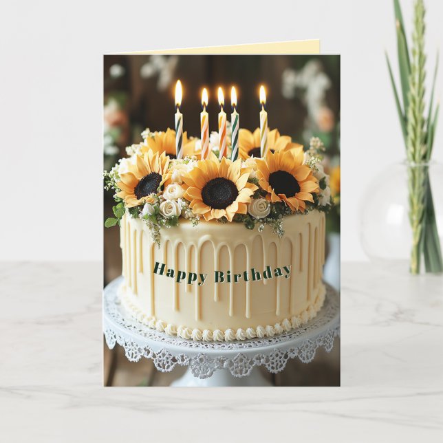 Tarjeta Velas de girasoles de cumpleaños felíz   (Anverso)