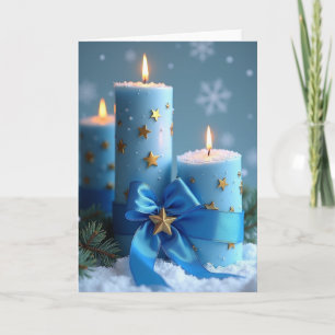 Tarjeta Velas de Navidad Azules