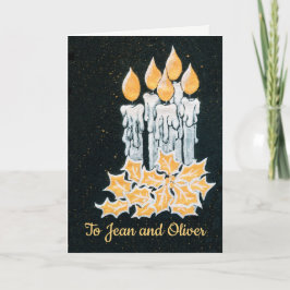 Tarjeta Velas de Navidad y acebo para personalizar