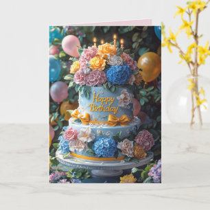 Tarjeta Velas De Pastel De Cumpleaños Flores Bonitas Lazos