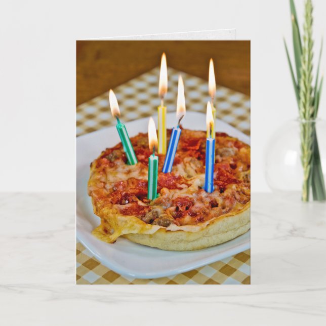 Tarjeta Velas de pizza y cumpleaños (Anverso)