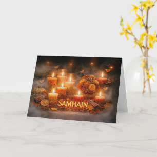 Tarjeta Velas de Samhain Flores de Calendula Hierbas Rodaj