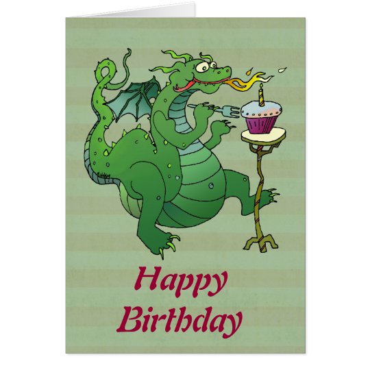 Tarjeta Velas del cumpleaños del dragón que soplan
