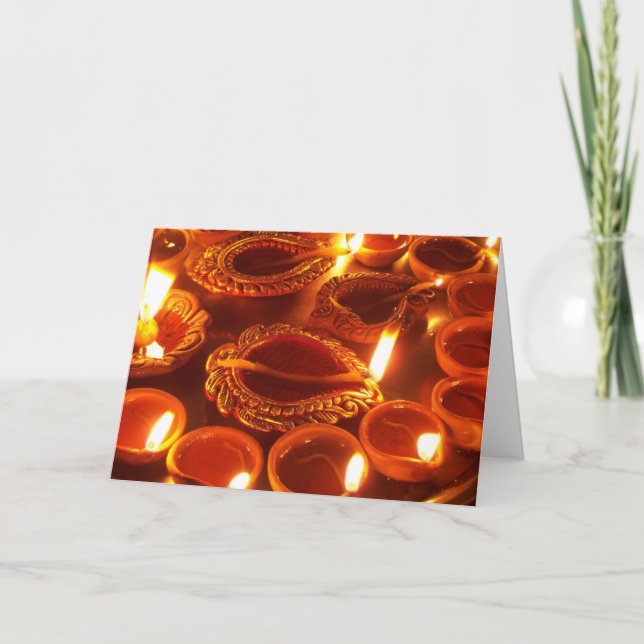 Tarjeta velas diwali diya (Anverso)