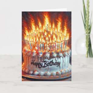 Tarjeta Velas Encendidas En Una Tarta De Cumpleaños