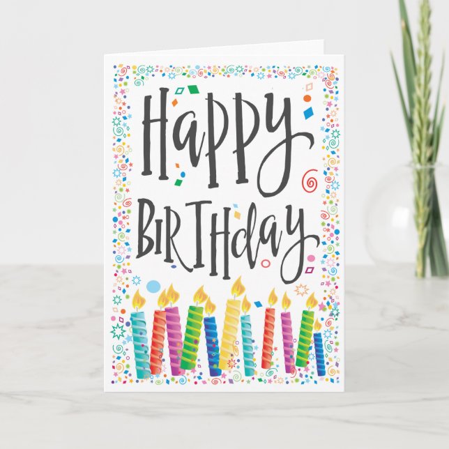 Tarjeta Velas felices de cumpleaños 2 - Personalizar (Anverso)