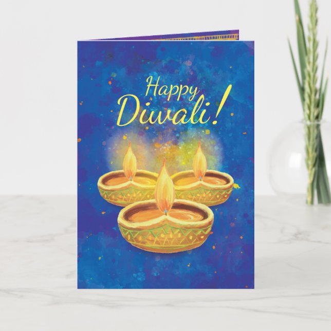 Tarjeta Velas illuminating felices de Diwali que saludan (Anverso)