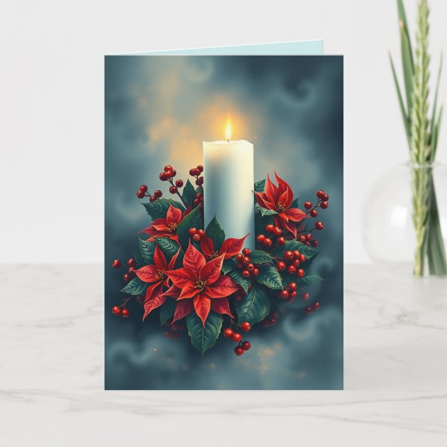 Tarjeta Velas navidades con Poinsettias (Anverso)