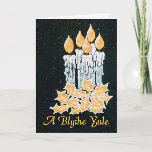 Tarjeta Velas navidades y Holly, saludo escocés