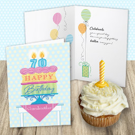 Tarjeta Velas nulas de torta de cumpleaños número 70 de ab