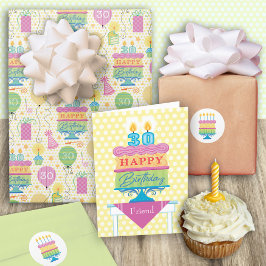 Tarjeta Velas número de pastel de cumpleaños número 30 de 