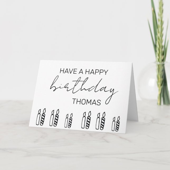 Tarjeta Velas personalizadas de cumpleaños minimalistas (Anverso)