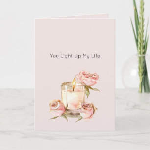 Tarjeta Velas Pétalos de Rosa Rosa Romántica Amor