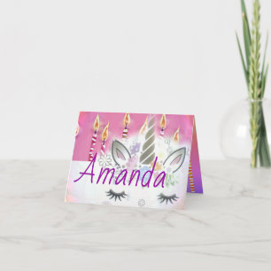 Tarjeta Velas unicornio tarta facial Cumpleaños