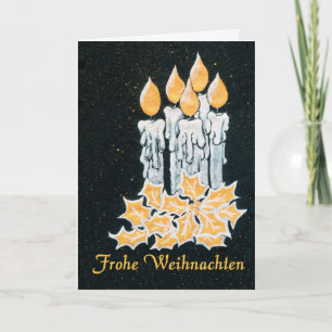 Tarjeta Velas y acebo, saludo alemán del navidad