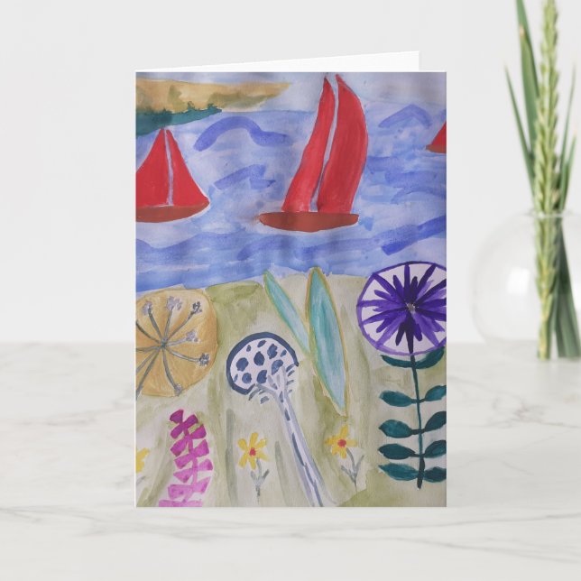 Tarjeta Velas y flores rojas (Anverso)