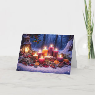 Tarjeta Velas y Linterna de la Noche más Larga de Invierno