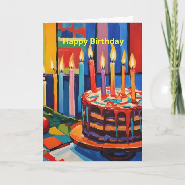 Tarjeta Velas y pastel (Anverso)