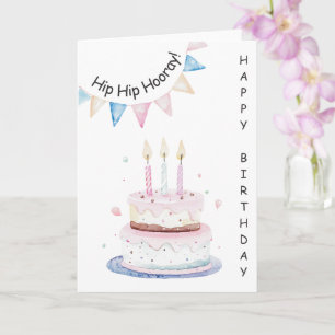 Tarjeta Velas y pastel Feliz Cumpleaños