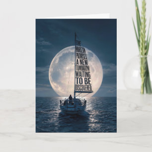 Tarjeta Velero de cumpleaños con luna llena