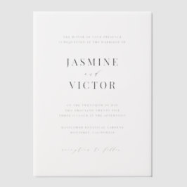 Tarjeta Vellum Invitación a la boda formal con esc