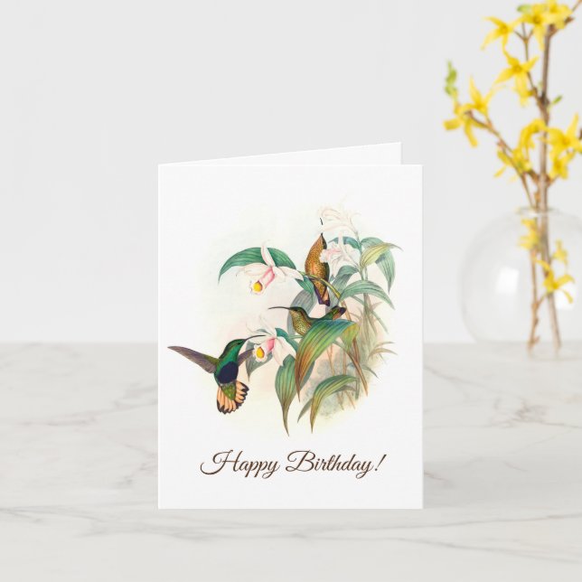 Tarjeta Velvet-breas de cola baja, feliz cumpleaños (flor amarilla)