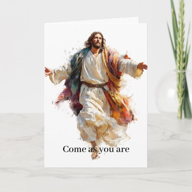 Tarjeta Ven Como Eres Jesús Fe Ánimo (Anverso)