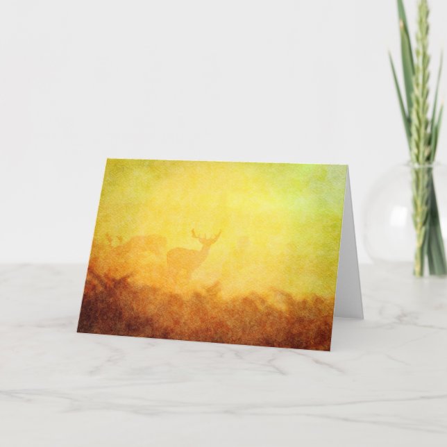 Tarjeta Venado blanco en arte acuático por la noche (Anverso)