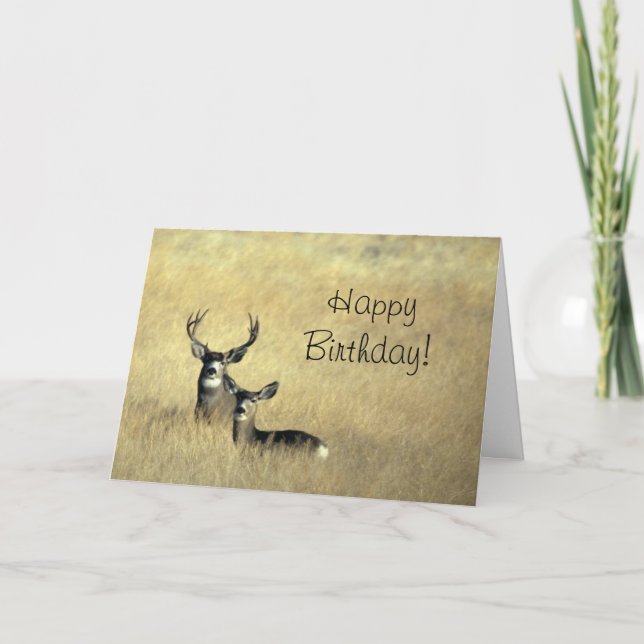 Tarjeta Venado con Antlers Feliz cumpleaños (Anverso)