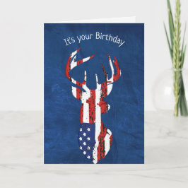 Tarjeta Venado De Bandera De Cumpleaños Con Cuero Azul