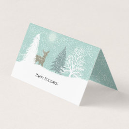 Tarjeta Venado de invierno, Navidades de pinos nevados