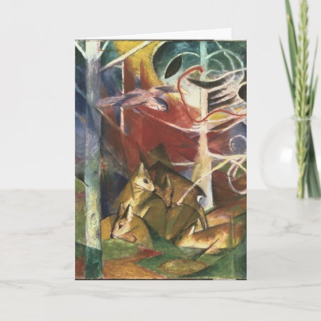 Tarjeta Venado en el bosque, por Franz Marc, Bella Artes d (Anverso)