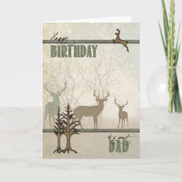 Tarjeta Venado forestal de Woodland de cumpleaños de papá