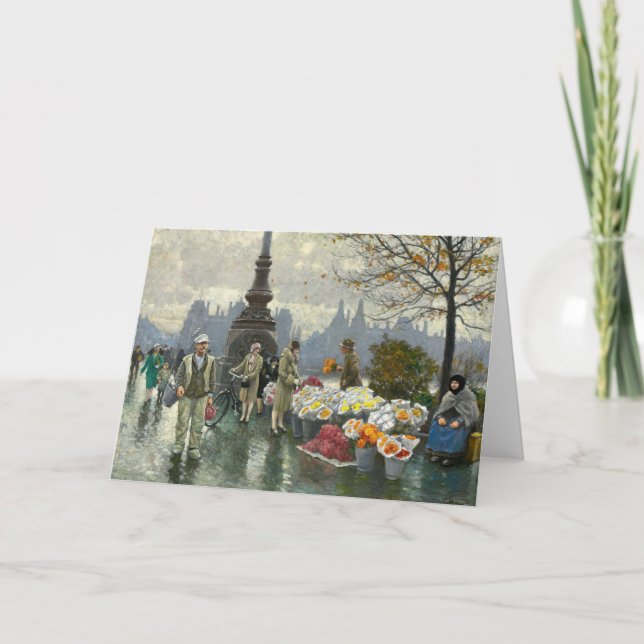 Tarjeta Vendedores de flores | Paul Fischer (Anverso)