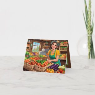 Tarjeta Vendedores de verduras lindos personalizables