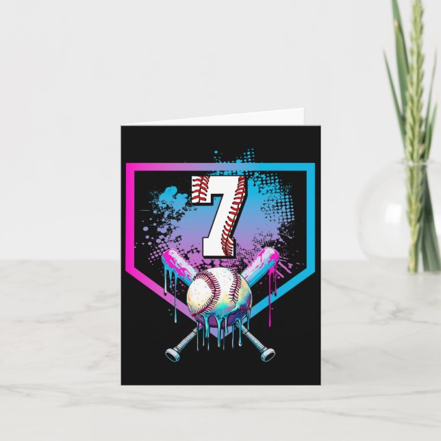 Tarjeta Vender Drip 7 Cumpleaños Plate Boys Jóvenes 7 Años (Anverso)