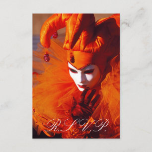 Tarjeta veneciana de RSVP de la máscara