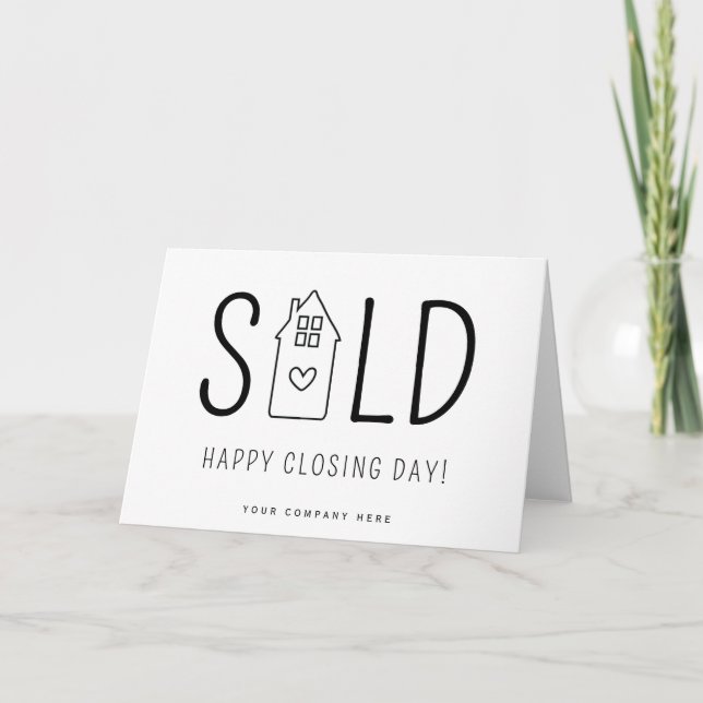Tarjeta Venta personalizada Feliz Día de Cierre Inmobiliar (Anverso)