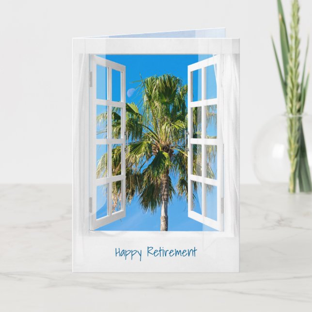 Tarjeta Ventana abierta y palmera del retiro (Anverso)